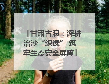 甘肃古浪：深耕治沙“织绿” 筑牢生态安全屏障