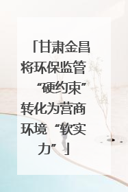 甘肃金昌将环保监管“硬约束”转化为营商环境“软实力”