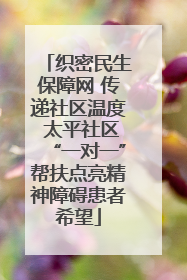 织密民生保障网 传递社区温度 太平社区“一对一”帮扶点亮精神障碍患者希望