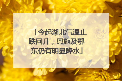 今起湖北气温止跌回升，恩施及鄂东仍有明显降水