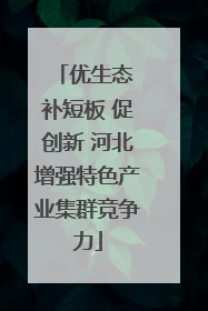 优生态 补短板 促创新 河北增强特色产业集群竞争力
