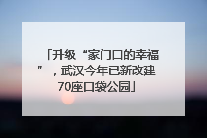 升级“家门口的幸福”，武汉今年已新改建70座口袋公园