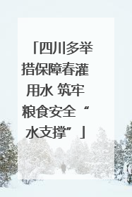 四川多举措保障春灌用水 筑牢粮食安全“水支撑”