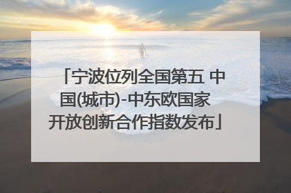 宁波位列全国第五 中国(城市)-中东欧国家开放创新合作指数发布