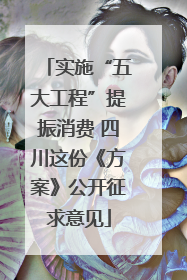 实施“五大工程”提振消费 四川这份《方案》公开征求意见
