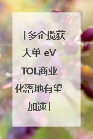 多企揽获大单 eVTOL商业化落地有望加速