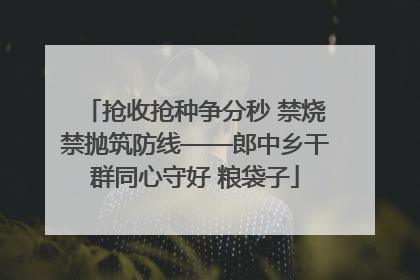抢收抢种争分秒 禁烧禁抛筑防线——郎中乡干群同心守好 粮袋子