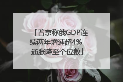 普京称俄GDP连续两年增速超4% 通胀降至个位数