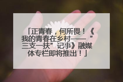 正青春，何所畏！《我的青春在乡村——“三支一扶”记事》融媒体专栏即将推出！