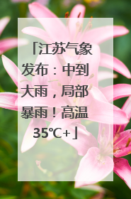江苏气象发布：中到大雨，局部暴雨！高温35℃+