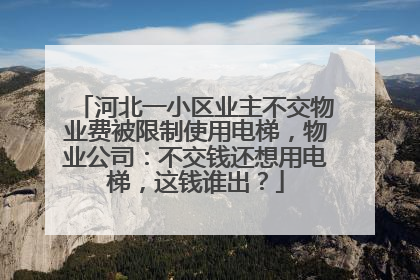 河北一小区业主不交物业费被限制使用电梯，物业公司：不交钱还想用电梯，这钱谁出？
