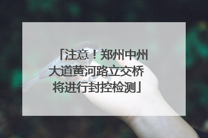 注意！郑州中州大道黄河路立交桥将进行封控检测
