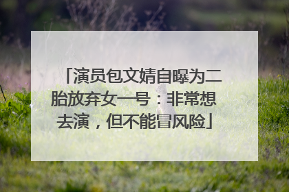 演员包文婧自曝为二胎放弃女一号：非常想去演，但不能冒风险