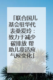 联合国儿基会驻华代表桑爱玲：致力于减少碳排放 帮助儿童适应气候变化