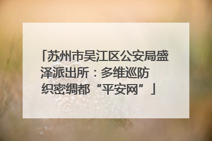 苏州市吴江区公安局盛泽派出所：多维巡防  织密绸都“平安网”
