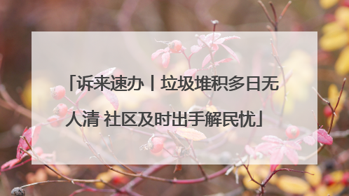 诉来速办丨垃圾堆积多日无人清 社区及时出手解民忧