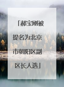 郝宝刚被提名为北京市朝阳区副区长人选