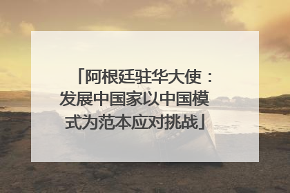 阿根廷驻华大使：发展中国家以中国模式为范本应对挑战