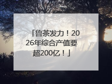 鲁茶发力！2026年综合产值要超200亿！
