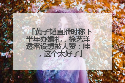 黄子韬直播时称下半年办婚礼，徐艺洋透露设想被大赞：哇，这个太好了